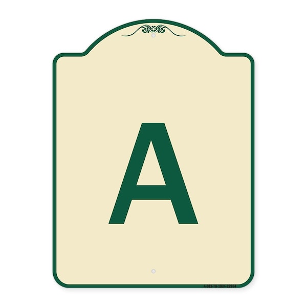 Signmission Designer Series Sign W/ Letter A, Tan & Green Heavy-Gauge Aluminum Sign, 24" x 18", TG-1824-22964 A-DES-TG-1824-22964 - main